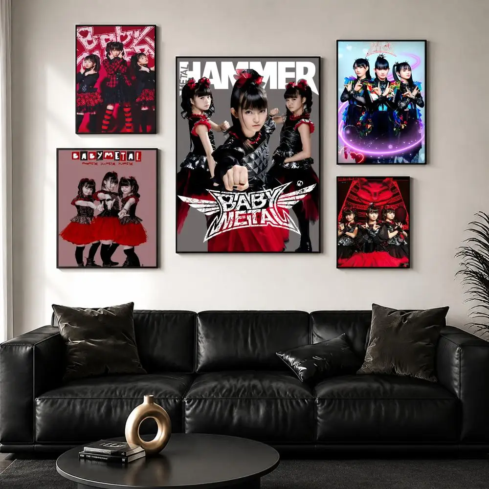 Music Star B-Babymetal Pop Group Poster Perfect Sticker Self Adhesive Wall Art Decor for Home Office Dining Spaces