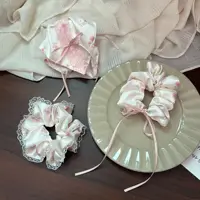 Ladies Nice Scrunchies Floral Pink Small Bowel Hairband Girl's Hair Accessories Sweet Style Kawaii Hair Accessories For Girls - Image 3