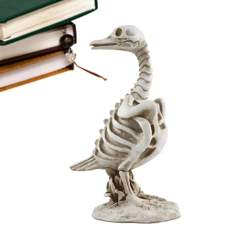 Skeleton Animal Statue Horror Desktop Halloween Ornament Skeleton Duck Scary Statue Haunted House Scene Props Indoor Decor For