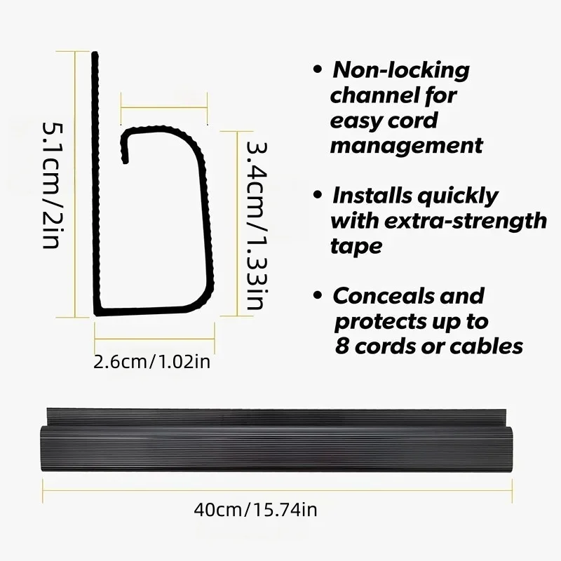 Self-Adhesive Desk Wire Organizer Tray Hide Cables Cord Management System Under Table Raceway for Workstation Gaming Desk