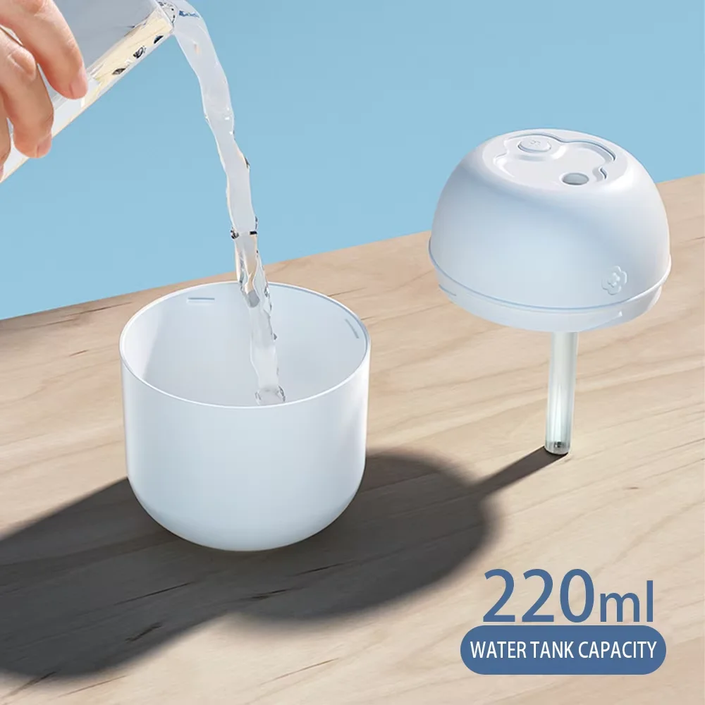 USB Mini Portable Air Humidifier Color Changing Mood Light Quiet 220ml Household Mute Hydrating Air Atomization Humidifie image 3
