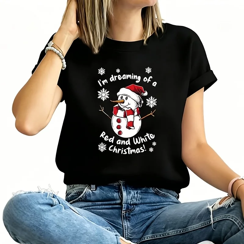I'M Dreaming of a Red & White Christmas Women's Plus Size T-Shirt 100% Cotton 220g