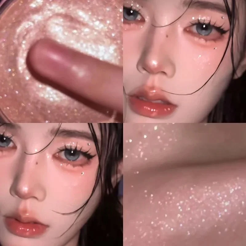 다이아몬드 스파클 하이라이터 크림 단색 반짝이는 진주 실버 얼굴 윤곽 밝게 하는 메이크업 클리어 글리터 플래시 하이라이트