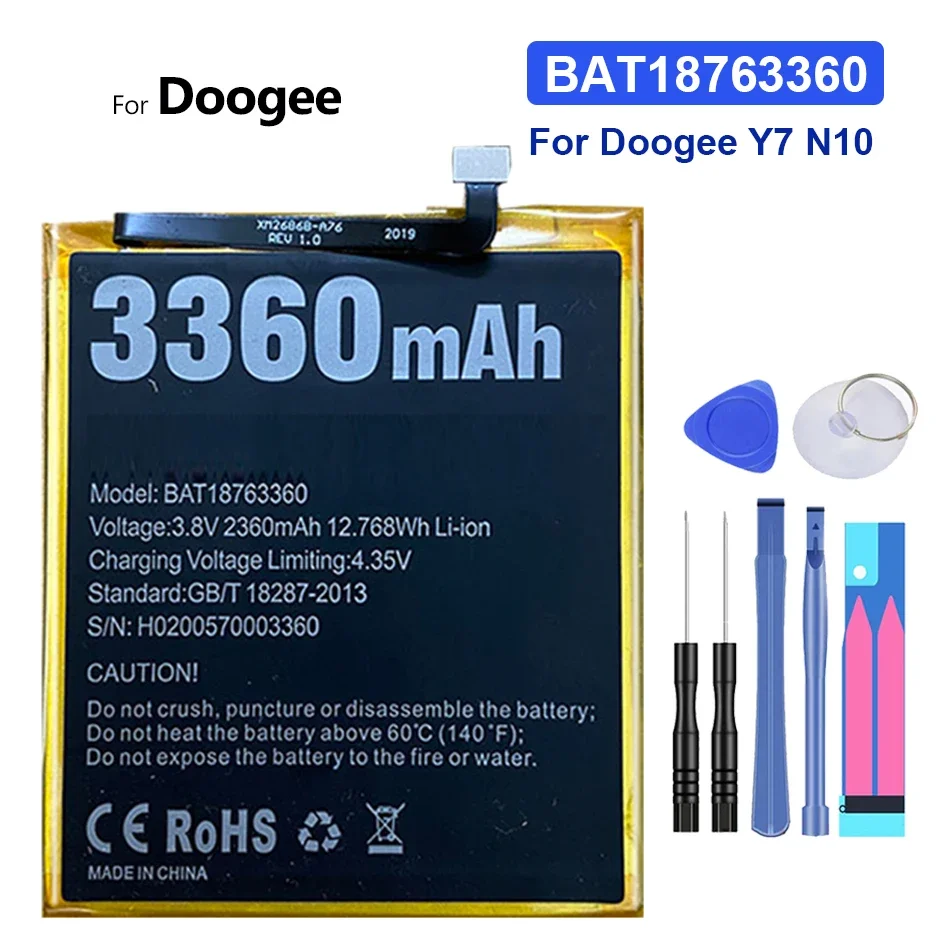 

3360 мАч, BAT18763360, Сменный аккумулятор для телефона Doogee Y7, N10, с номером отслеживания