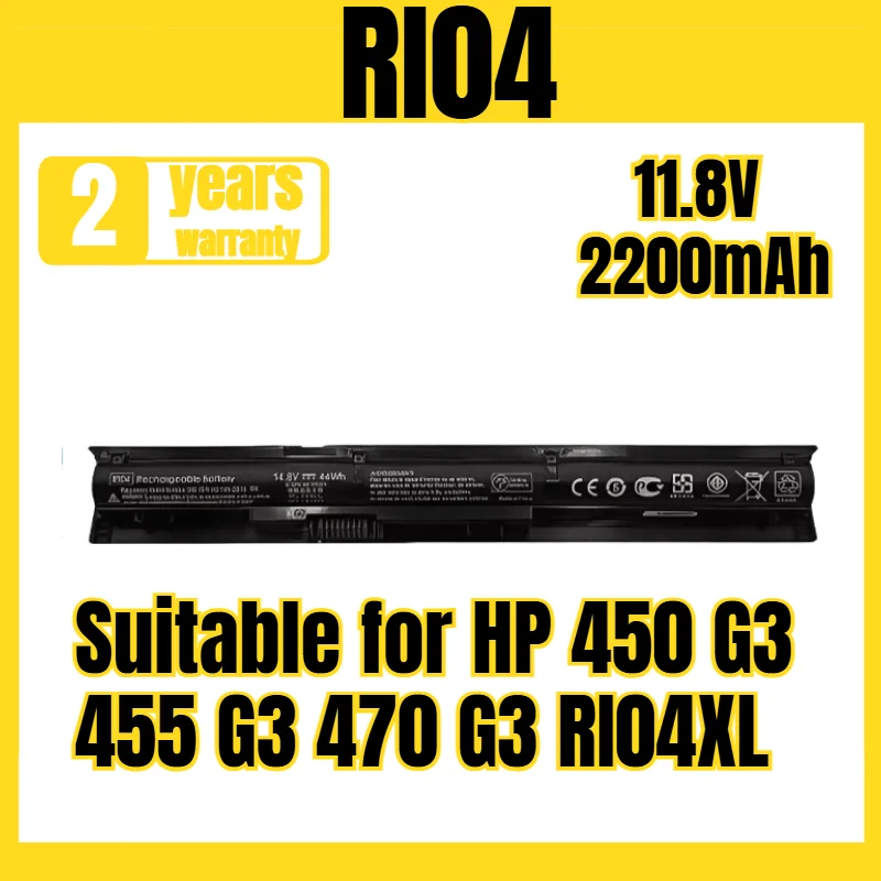 

RI04 laptop battery, suitable for HP 450 G3 455 G3 470 G3 RI04XL battery, new large capacity 11.8V 2200mAh