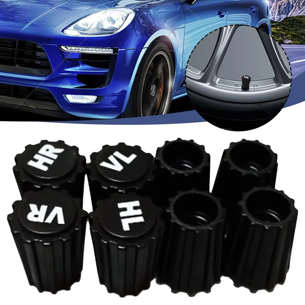 8Pcs Car Tire Valve Stem Dust Caps Dustproof Wheel Air Valve Cover With VR VL HR HL Printing US Schrader ABS Tyre Cap Auto Part