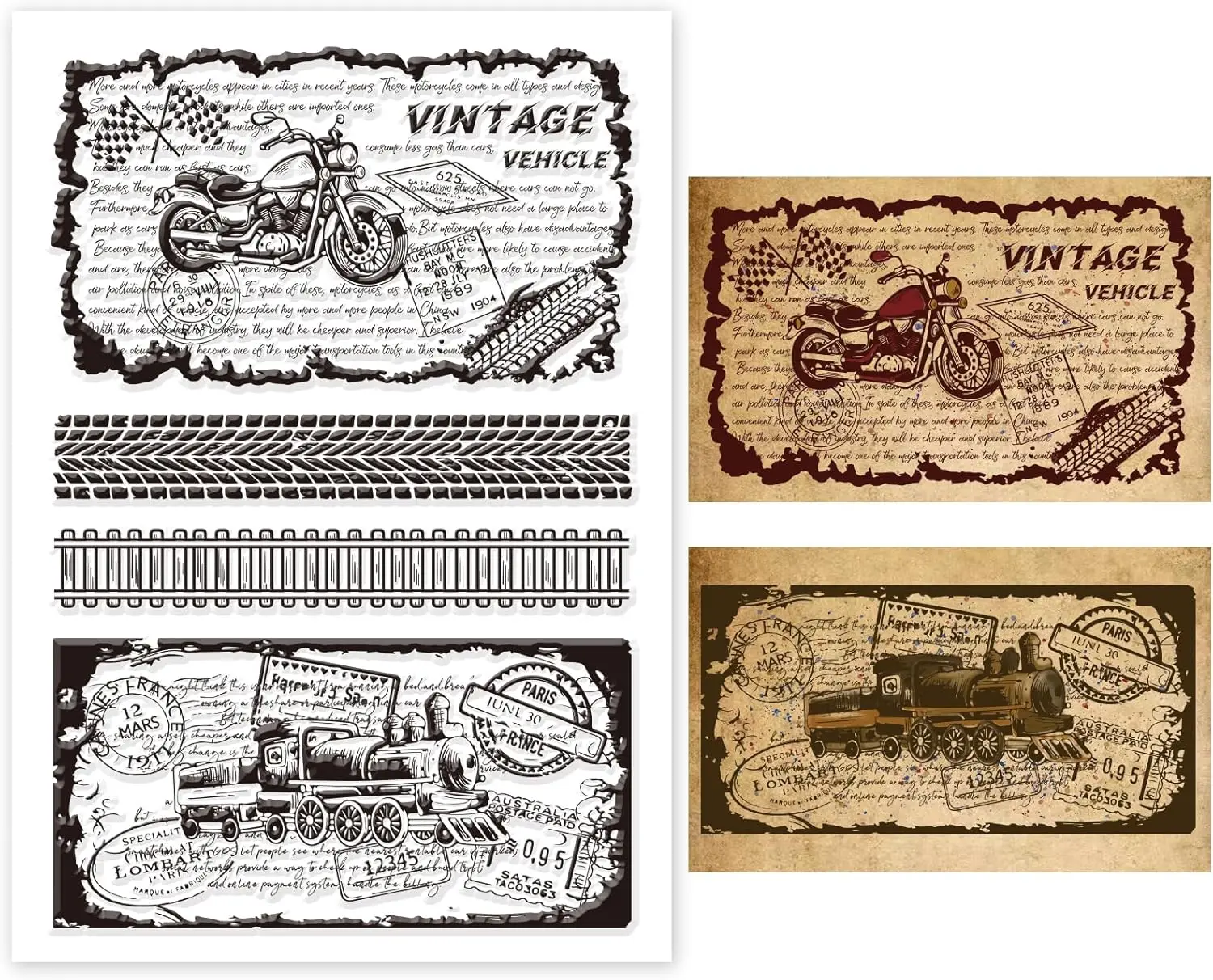 Retro Vehicle Clear Stamps Vintage Vehicle Decorative Clear Stamps Silicone Stamps for Card Making and Photo Album Decor