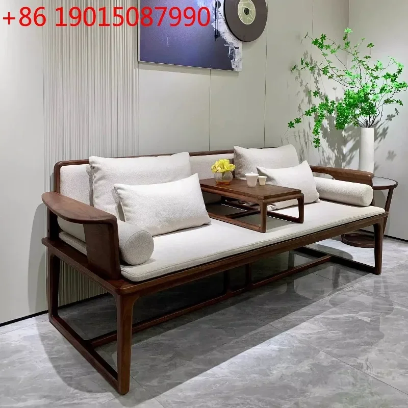 

New Chinese black walnut Arhat bed All solid wood living room Modern sofa Simple light luxury Arhat bed