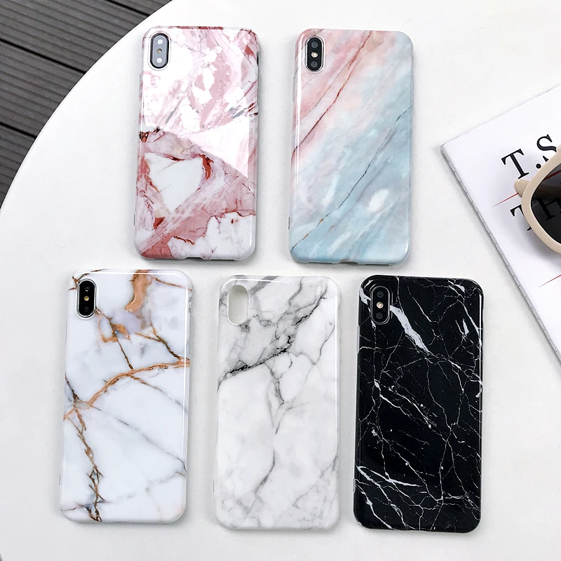 Marble case on For Coque iPhone 12 13 14 Pro Max 11 7 8 Plus X XR XS Max Silicone Soft TPU Back Cover For iPhone X Phone case