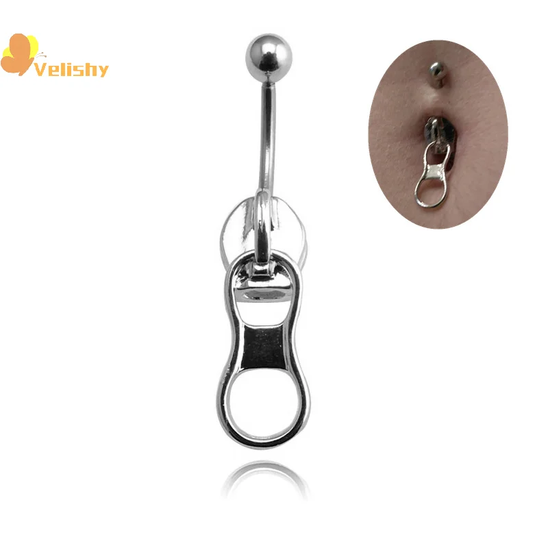 Anelli per ombelico punk Anello per ombelico con cerniera creativa per unghie per ombelico in acciaio inossidabile per regali di gioielli penetranti per il corpo delle ragazze delle donne