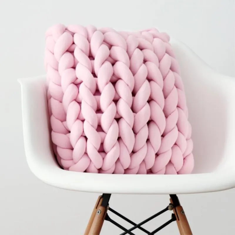 Square Chunky Wool Pillow Handmade Knitting Cushions INS Nordic Braided Cushion for Kids Room Decoration Sofa Bed Throw Pillows