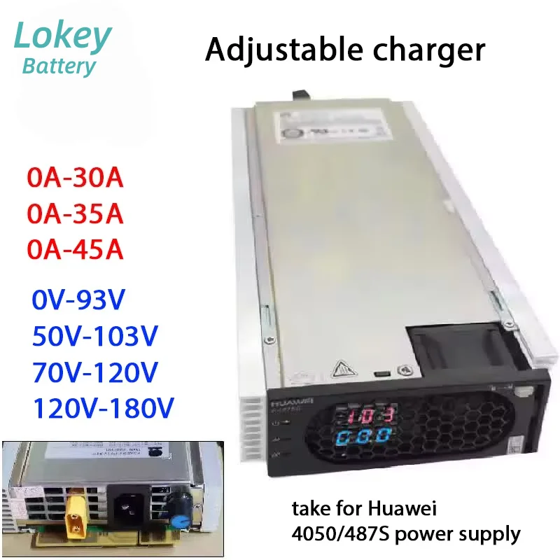 

0A - 45A 0V to 168V Voltage Adjustable Charger 4850 Lithium Battery ion Lifepo4 12V 24V 48V 72V 84V 96V 120V 144V 30A for Huawei