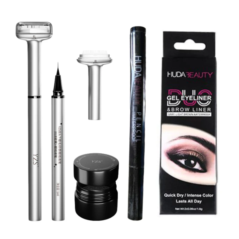 

YZS Lower Eyelashes Stamp HUDA Eyeliner Set Eye Makeup Professionnelle Undereyelash Seal Eyeliner Pen Waterproof Sweat Proof