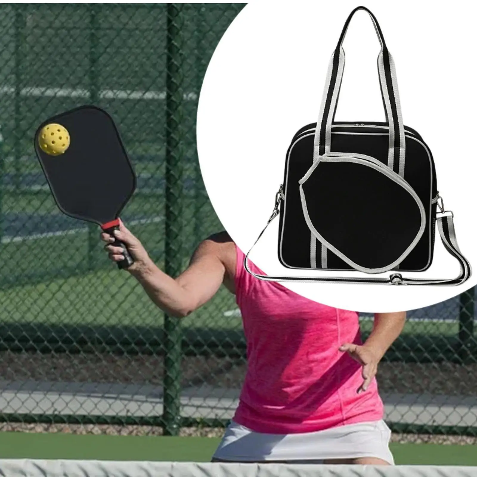 Tennis Bag Carrier with Detachable Shoulder Strap Pickleball Racket Storage Duffle Bag Waterproof Professional Tennis Racket Bag