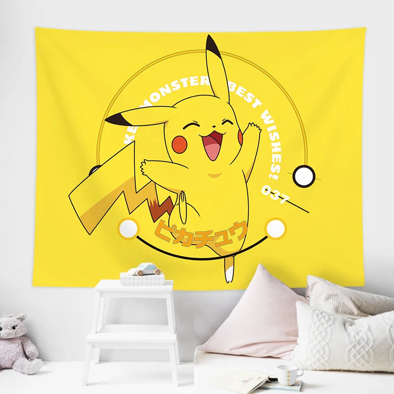 Pikachu Background Wall Cloth, Bed Decoration, Birthday Party Scene, Dormitory Decoration, Painting