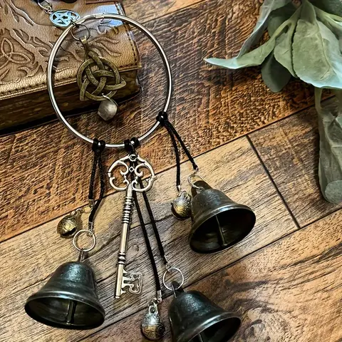 1pc Witch Bell Doorknob Hanging Decorative Wicker Wind Chime Home Decoration