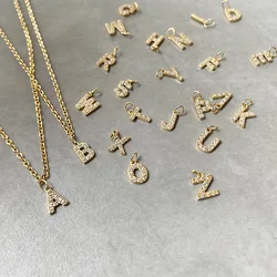 CARLIDANA New Stainless Steel Letter Pendant Necklace Bracelet Alphabet  Initial Charms 18K Gold Plated DIY Zircon Jewelry