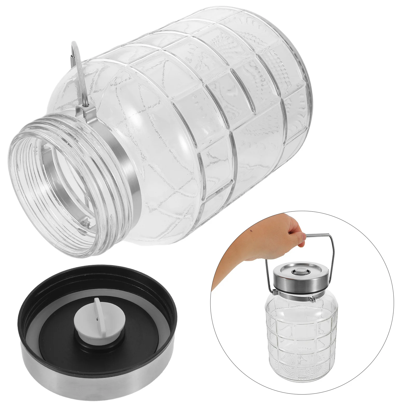 

Glass Fermenting Jar 2000ml Airtight Lid Pickle Containers for Kitchen Liquor and Pickled Vegetables Storage Jars