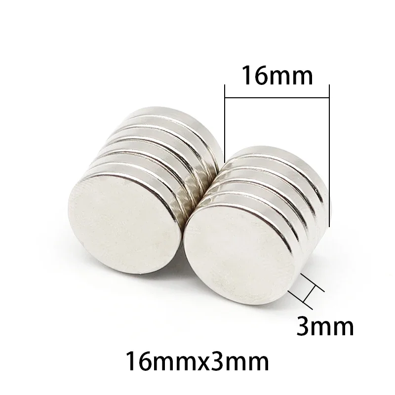 10/20/50PCS 16x3mm Circular Powerful Neodymium Magnet N35 Super Strong Fridge Magnets 16*3mm Magnetic Sheet Fishing Magnet