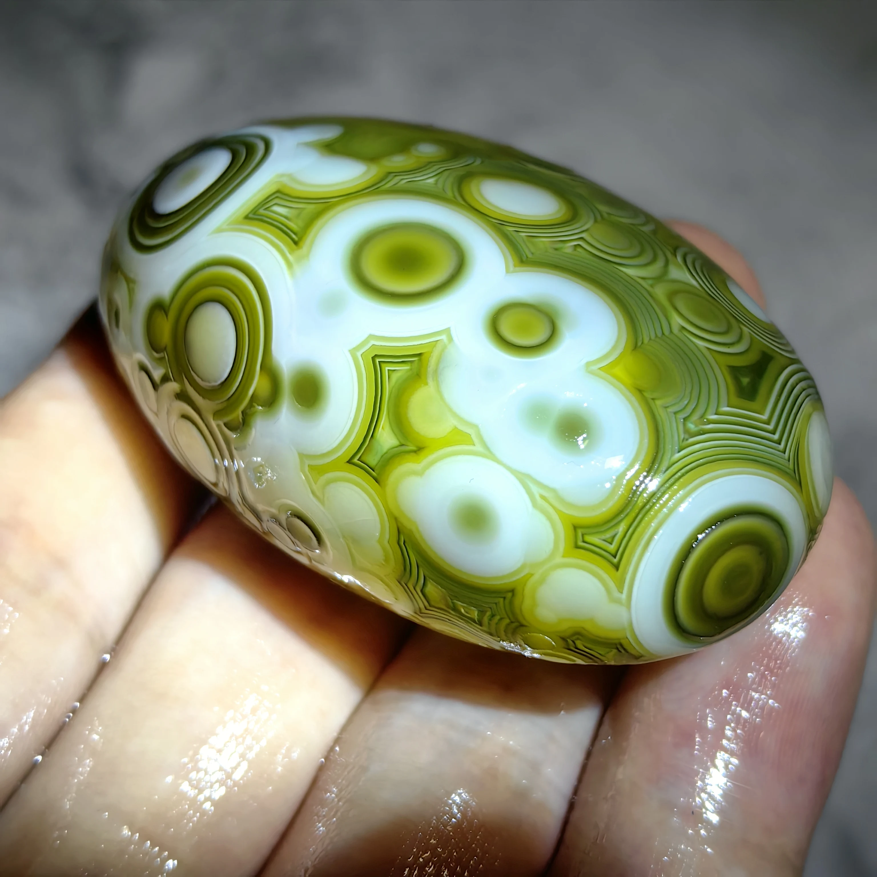 Gobi Palm Stones for Stress Relief, Meditation, Home Decor Amulet, Pure Natural Divine Eyes Agate with Concentric Eye,