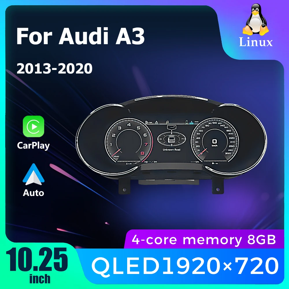 

Tableau de bord numérique Lcd de voiture pour Audi A3 2013-2020ans panneau Lcd de voiture compteur de vitesse Cockpit virtuel