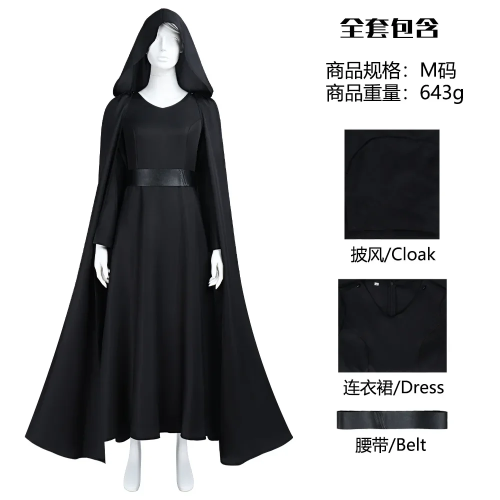 Costume complet de cosplay Rey noir pour femme, robe, pantalon, série Space Wars, costume de fête d'Halloween pour adultes, carnaval, scène