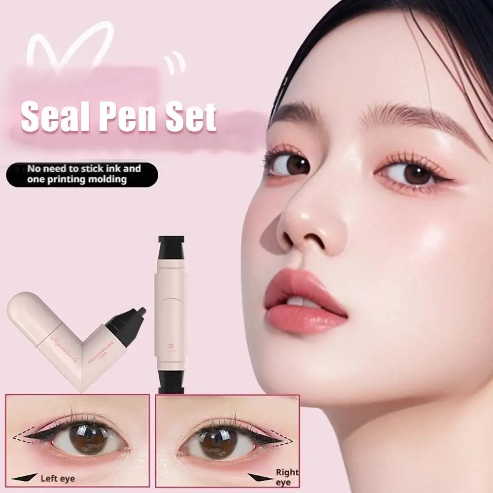 Geïntegreerde eyeliner-stempel Symmetrische nauwkeurige omtrekzegel Blijvende waterdichte vloeibare eyeliner-pen Verlengde oogstaartmake-up