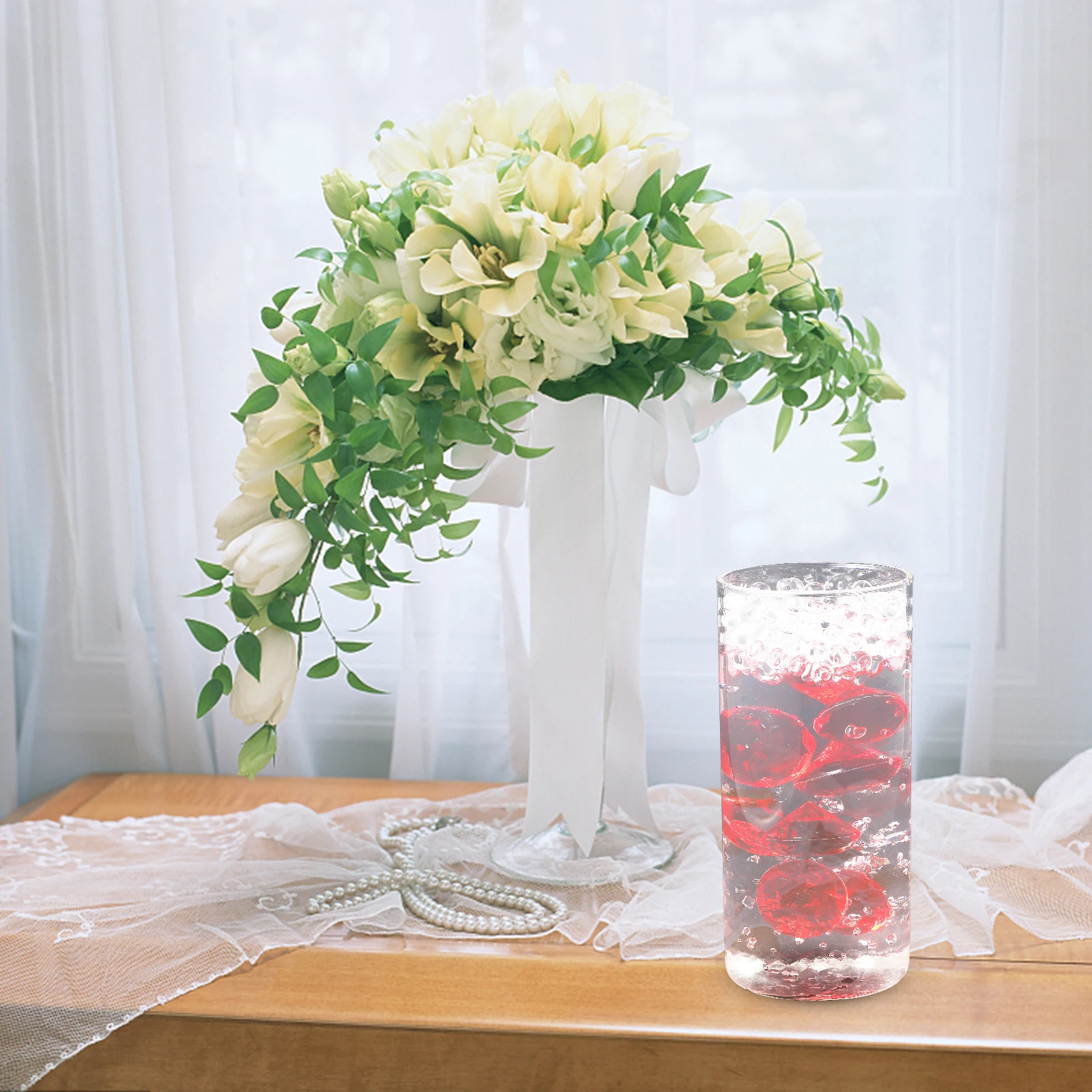 

1 Bag Fake Gems Vase Filler Beads for Valentine's Day Decor Plastic Vase Ornament Home Wedding Decoration Faux Gems Filler No