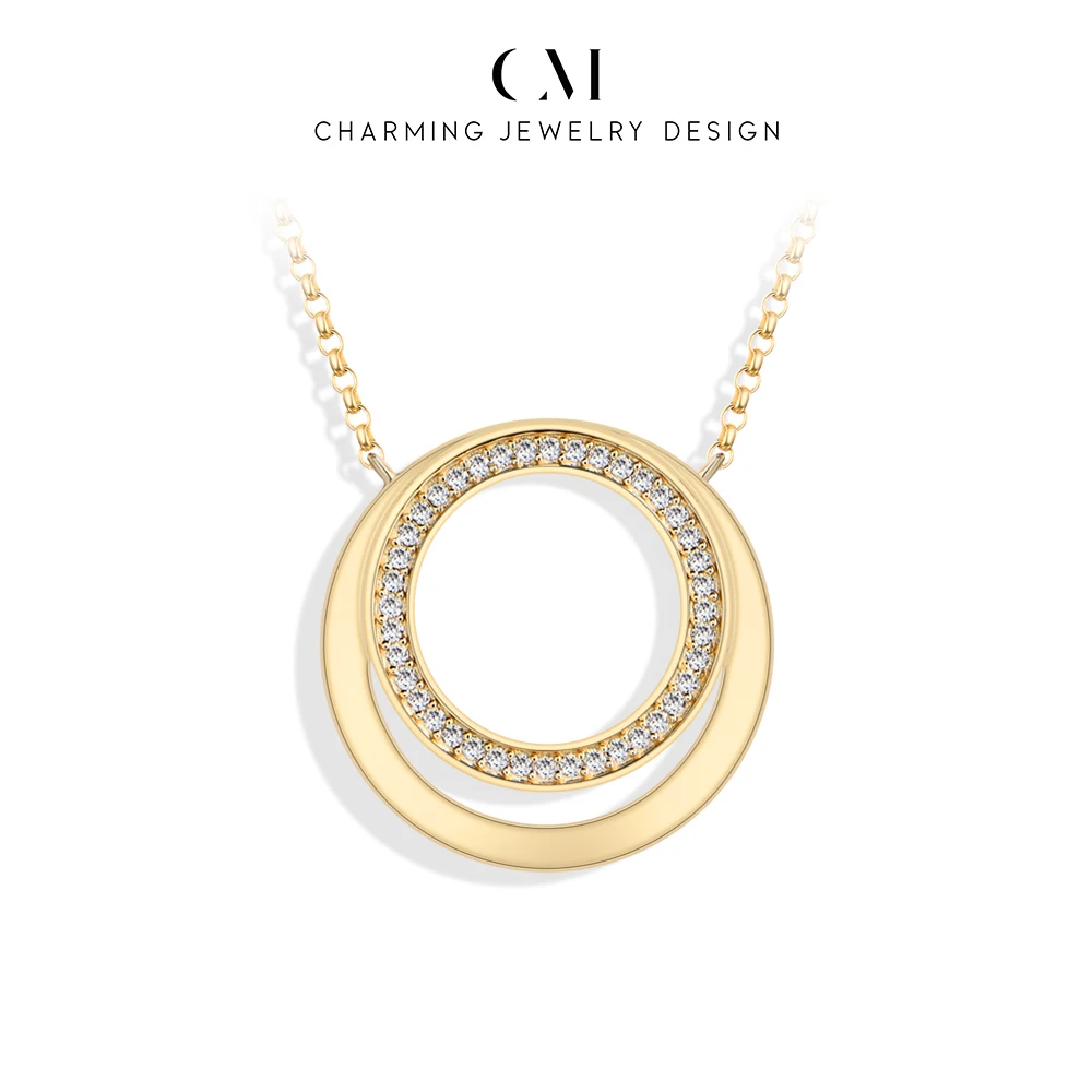 

ОЧАРНАЯ Оригинальный дизайн, ожерелье из муассанита в круглой стиле, лабораторный бриллиант, серебро 925 пробы для женщин, свадебные украшения для невесты, подарки