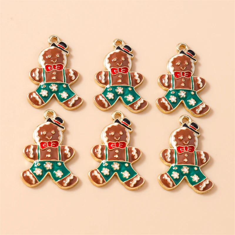 

20pcs 19x27mm Cute Enamel Christmas Gingerbread Charms Pendants for Jewelry Making Drop Earrings Necklaces DIY Craft Accessories