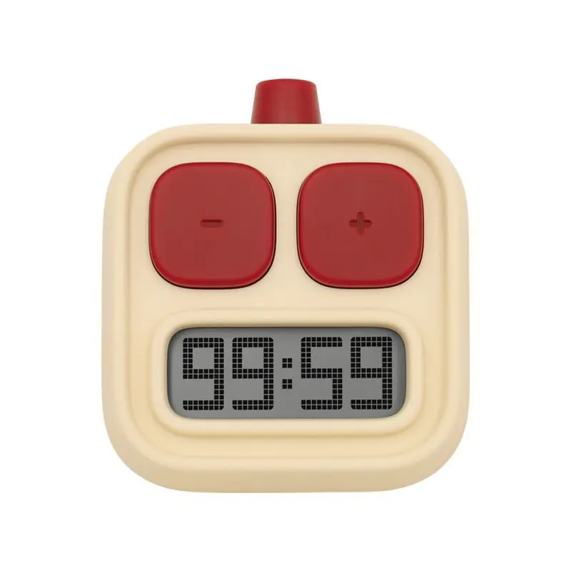 Kawaii Mini Digital Alarm Clock Multifunctional Countdown Timer Cream Yellow Red Desktop Device For Study Cooking Home Decor