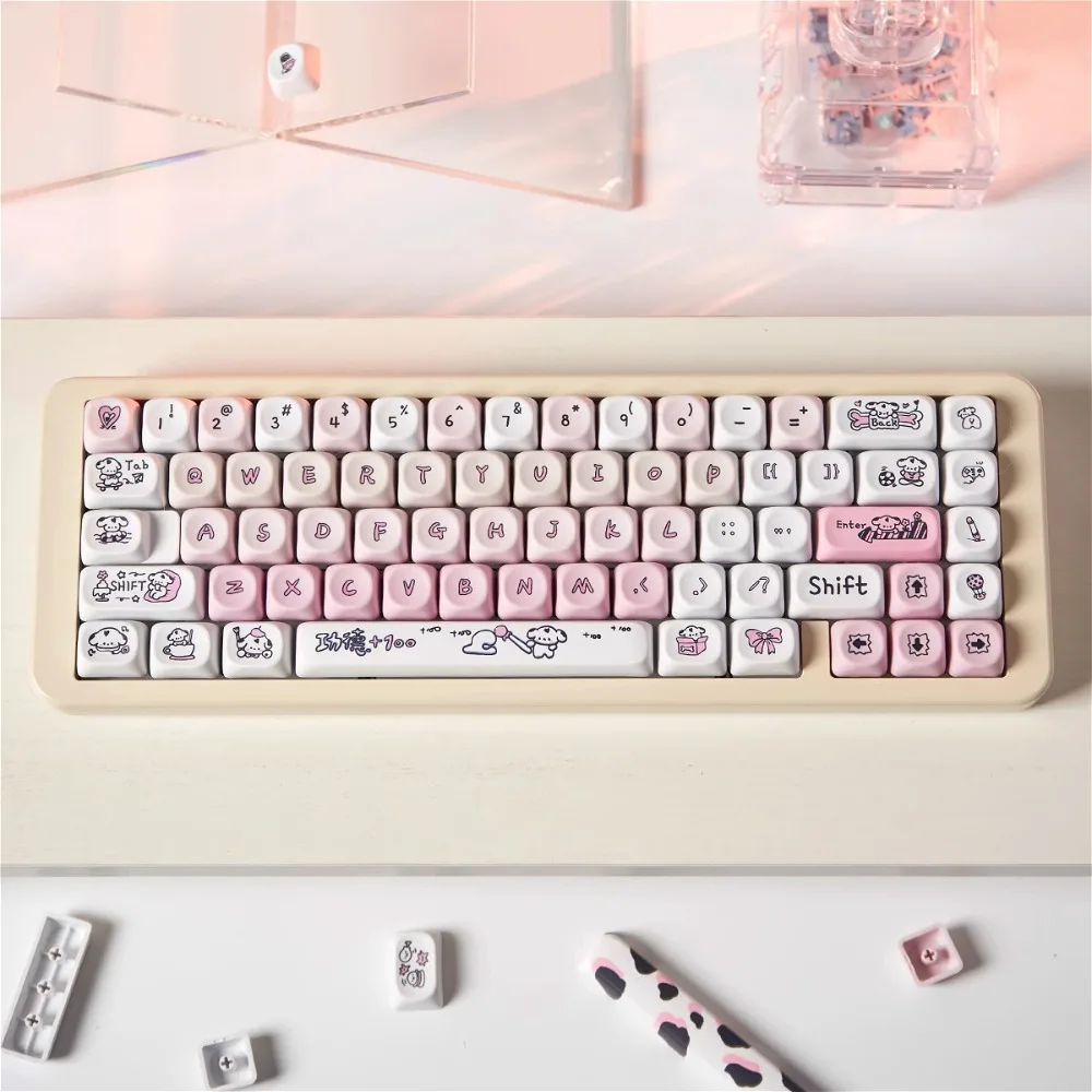 Spotted puppy Sanrio mechanical keycap PBT sublimation 132 key macaron color scheme ball cap girls animation set 61/87/104