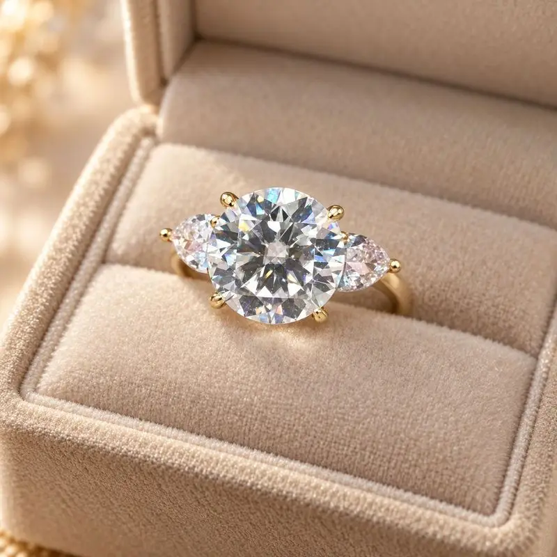 CKT 6.6CT Real Moissanite Ring 18K Gold D Color VVS1 Solitaire Engagement Band Fine Jewelry Gift For Women