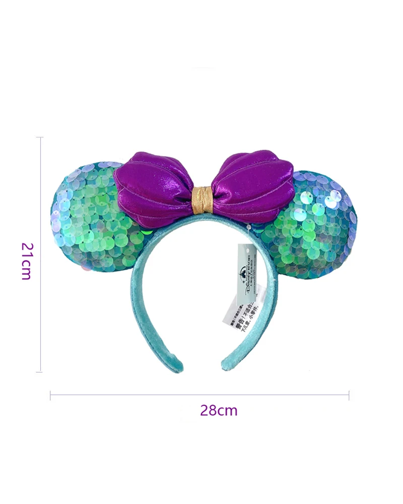 Disney Mickey Mouse Ear Headband Amusement Park Hair Hoop Fish scale sequin mesh Party Headwear Girl Toy Birthday