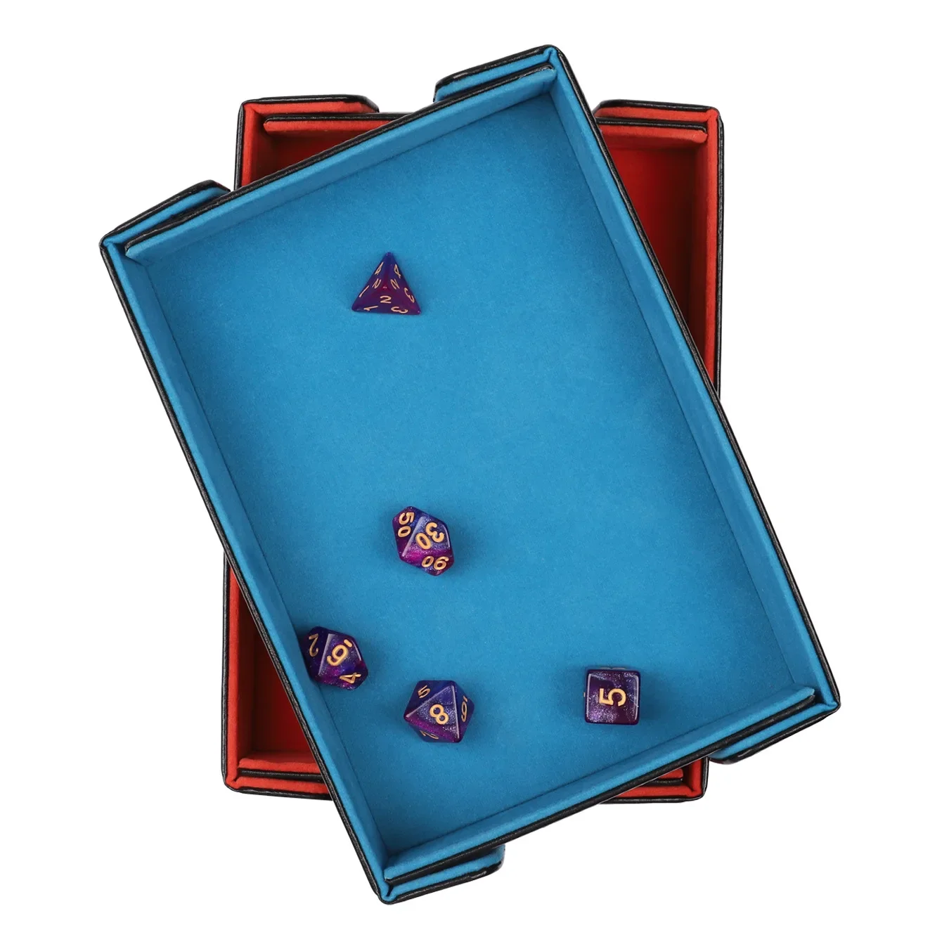 For Dice Games Board Game Accessories Magnetic Dice Tray PU Leather Storage Box with Faux Fur Foldable Rectangle Case