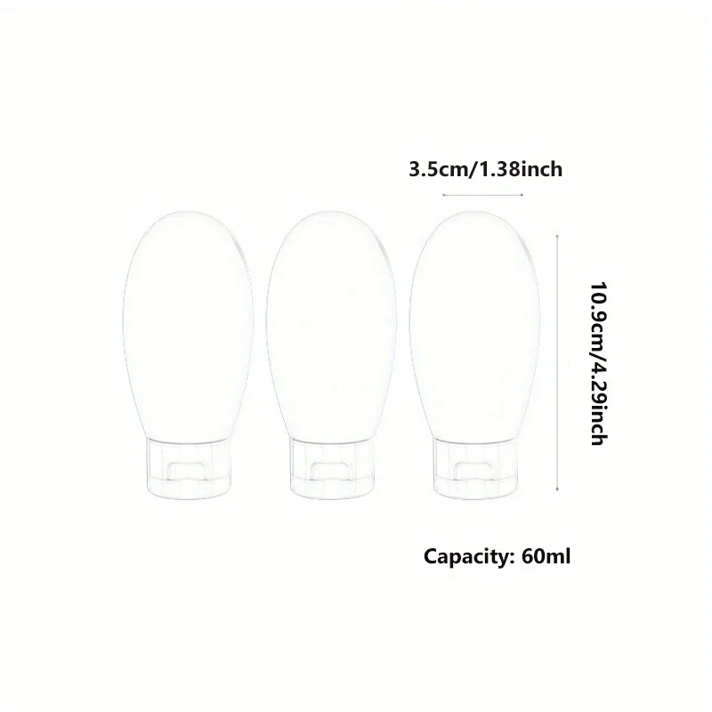 Bouteilles de voyage rechargeables en PE de 60ml, 3 pièces, pour shampoing, Gel douche, emballage, maquillage, accessoires de beauté