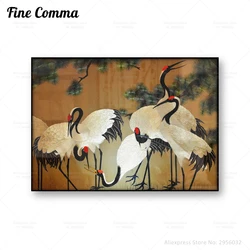 Chinese Crane Bird Wall Art Canvas Print Vintage Poster Antqiue Painting China Wall Decor Home Decoration Housewarming Gift