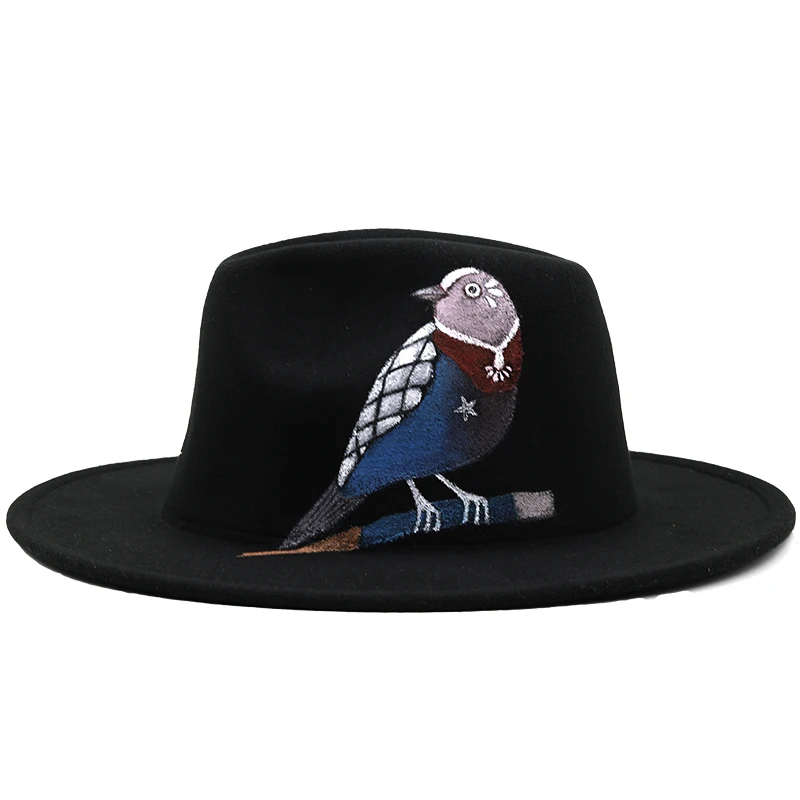 Colorato Graffiti a tesa larga chiesa Derby Top Hat Panama feltro fedora cappello per gli uomini donne di lana artificiale stile britannico cappello Jazz