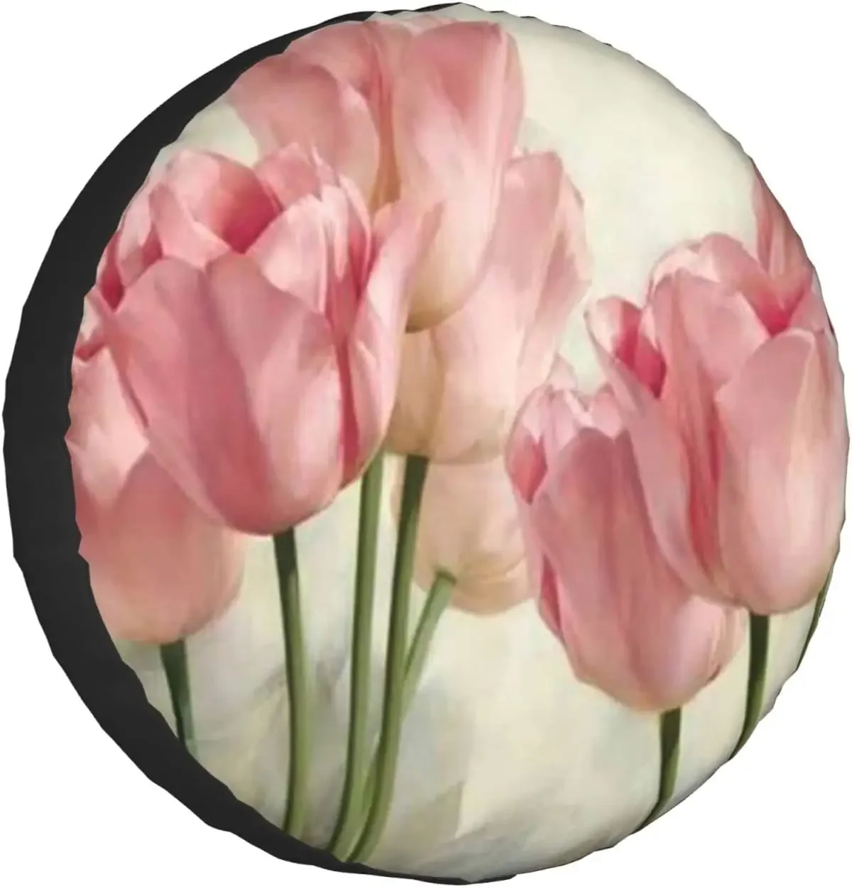 Pink Tulips Printed Spare Tire Cover Waterproof Tire Wheel Protector for Car Truck SUV Camper Trailer Rv 14