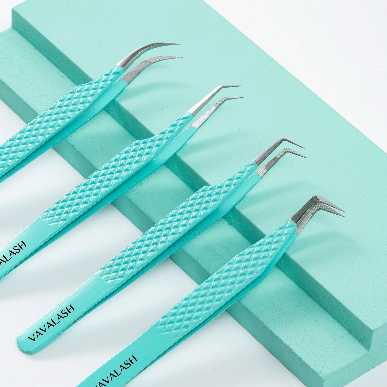 VAVALASH 滑り止めピンセット 高密度ステンレス鋼ファイバーチップ まつげエクステ 眉毛 プロ用精密メイクアップ