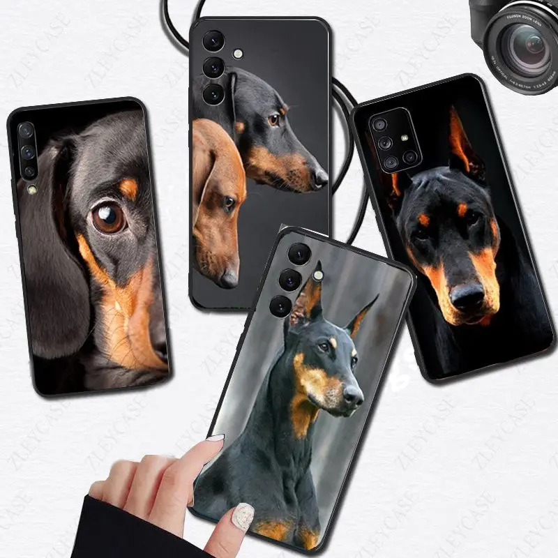 black Dachshund Doberman Dog Cover funda For Samsung Galaxy A54 A55 A24 A52S A14 A23 A53 A32 A22 A34 A41 A42 A40 A51 5G Cases