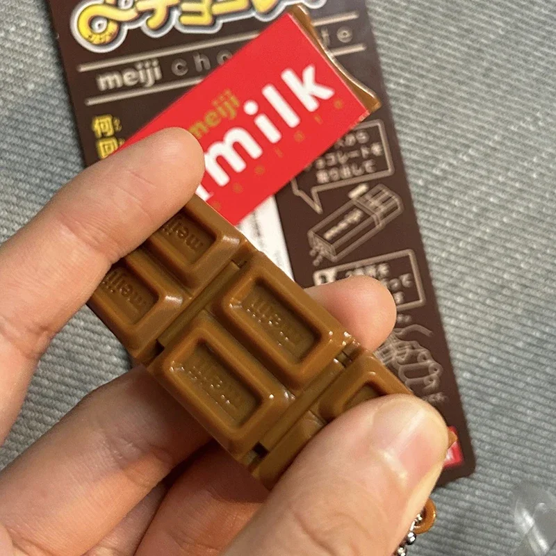 Bandai Hot Japanese Style Simulated Meiji Chocolate Fidget Toy Stress Relief Keychain Bendable Snap Pendant Creative Gifts toys