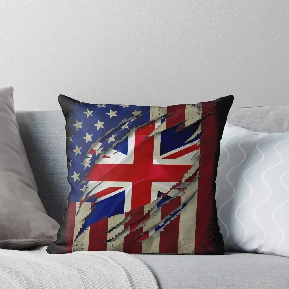 

British English American Flag British Roots Family Heritage Gifts Throw Pillow Decorative pillow case pillow pillowcase