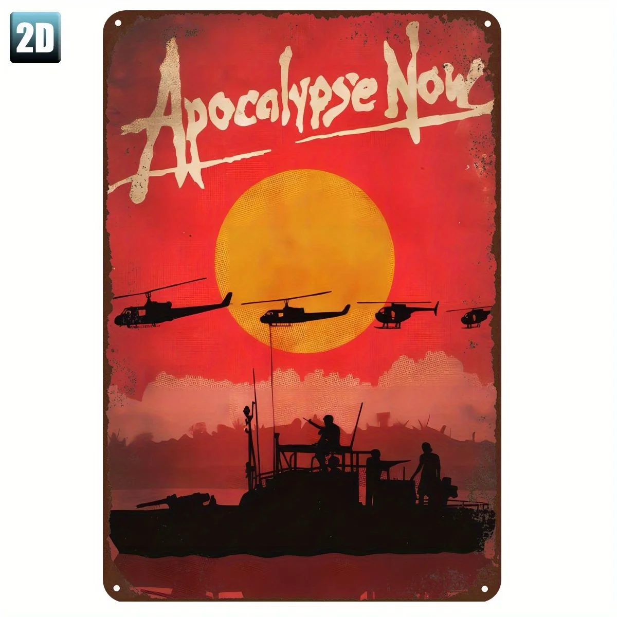Apocalypse Now Vintage Metal Tin Sign - Retro Sunset Helicopter & Ship Design Wall Art, , Durable Iron Decor for Home, Kitchen,
