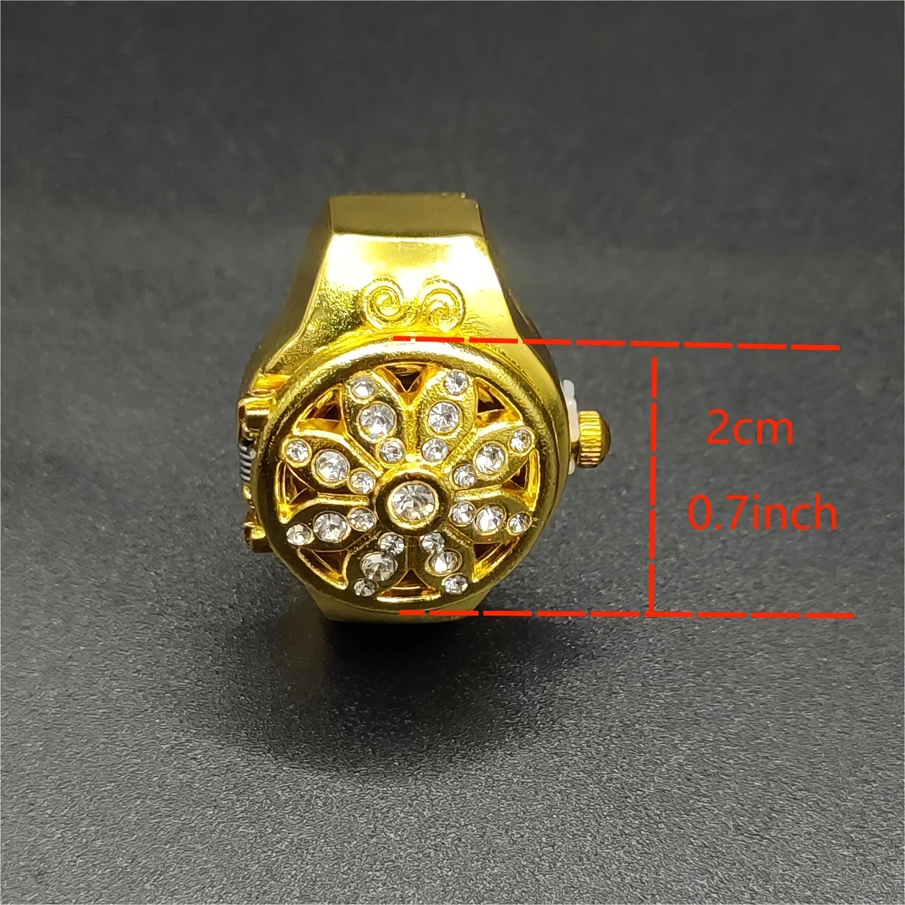 Trendy and minimalist full diamond ring watch, finger watch, full sky star flip cover, adjustable time ring watch