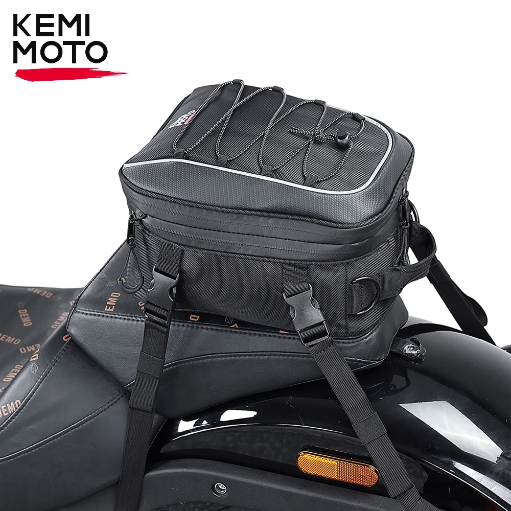 KEMIMOTO Motorcycle Seat Bag Expandable 7-12L Universal Motorcycle Tail Bags Rear Seat Luggage Storage Bag With Shoulder Strap