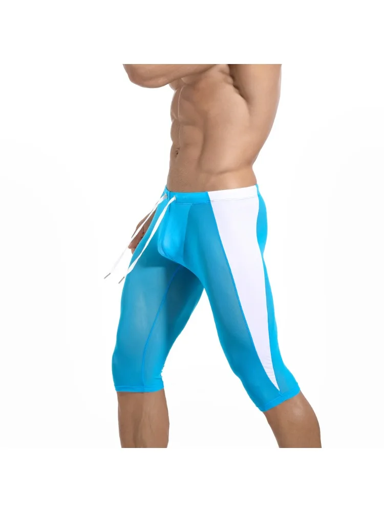 AliExpress Btsukimi 2025 Men's Summer Sexy Transparent Ultra-thin Shorts Fashion Patchwork Design Male Breathable Tights Gym Fitness Cycling Shorts