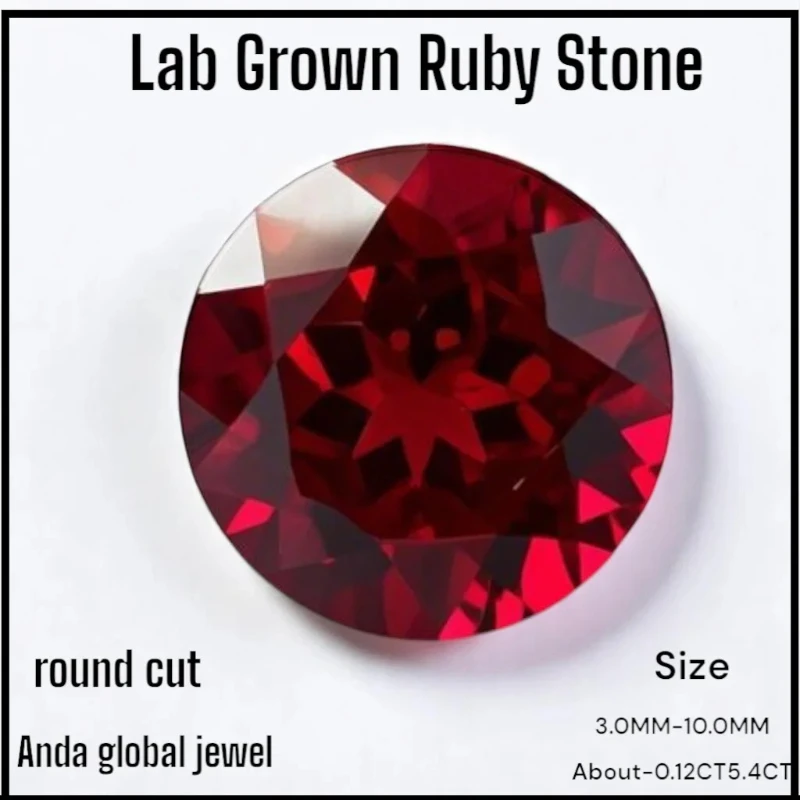 Laborgezüchteter Rubin Runder Schliff Lose Edelsteine Taubenblutrot Charm-Perlen Mode für DIY-Schmuck Wählbar mit Zertifikat – Detail 1