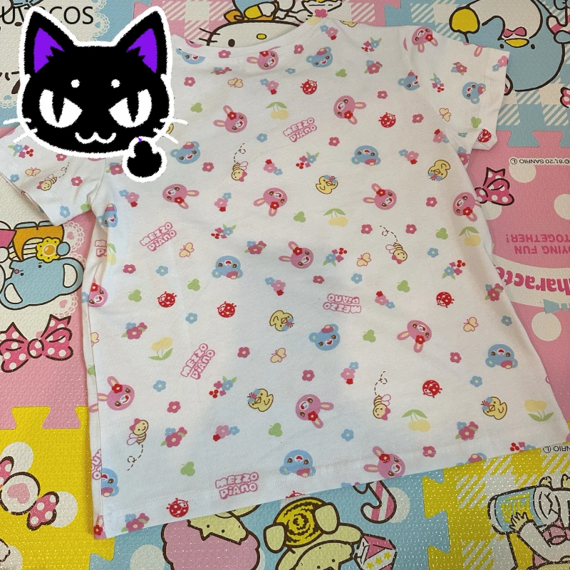 2025 misa hot sale Sweet Crop Tops Lolita T-shirt Women Y2k Aesthetic Cartoon Bunny Print Summer Tees Japanese Grunge Harajuku F