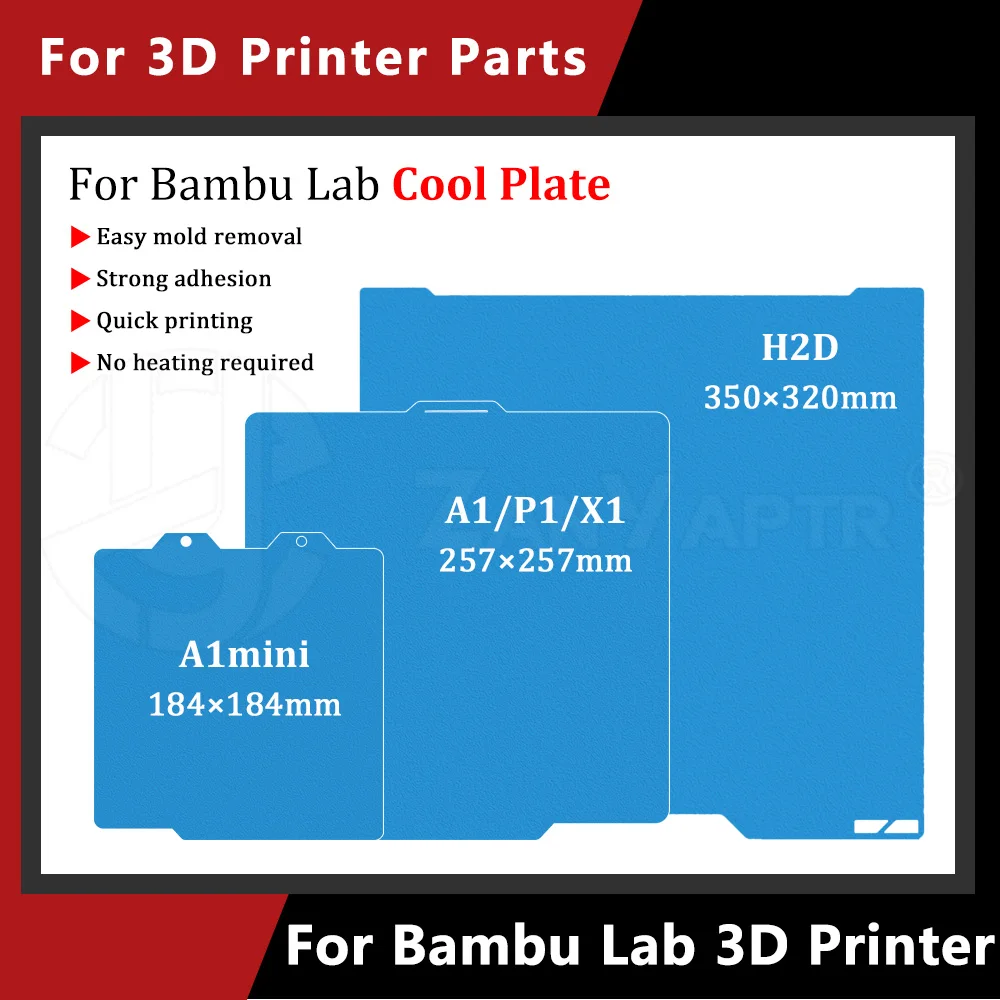 

3D Printer Cool Plate Build Plate For Bambu lab for X1C P1P P1S H2D A1 A1mini Spring Steel Double-sided Textured X1/P1 series